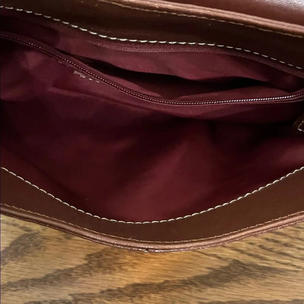 Cole Haan Brown Tooled Leather Shoulder Bag vintage